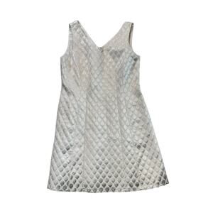 CREMIEUX Women's Ivory Jacquard Metallic Gold Shimmer Cocktail Mini‎ Dress Sz 12